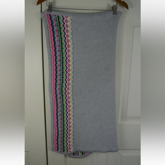 Carter's Sweater Knit Fair Isle Baby Girl Blanket Gray Pink White Teal - Picture 6 of 7